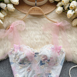 Floral Embroidered Bustier Top