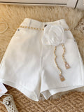 Elegant Chain Rose Black Shorts