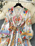 Vibrant Floral Patterns Exquisite Long Dress