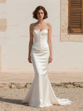 Satin Sweetheart Corset Trumpet Mermaid Wedding Dress