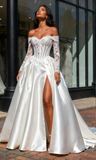 Lace Long Sleeves Corset Off The Shoulder Wedding Dress
