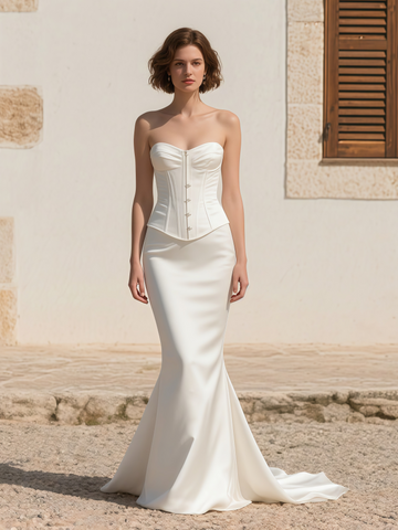 Satin Sweetheart Corset Trumpet Mermaid Wedding Dress