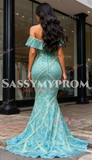 Trumpet Mermaid Tulle Beading Off The Shoulder Prom Dress