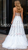 Ruffles Crystal Beading Halter A Line White Prom Dress
