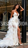 Satin Ruched Trumpet Mermaid Spaghetti Straps Wedding Dress