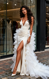 Satin Ruched Trumpet Mermaid Spaghetti Straps Wedding Dress
