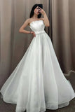 Tulle Pleats Strapless Detachable Long Sleeve Wedding Dress