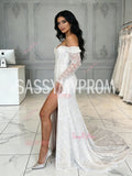 Lace Long Sleeve Trumpet Mermaid Wedding Dress With Slit