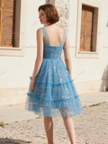 Tulle Short Mini Ruffles V Neck Homecoming Dress