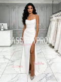 Ruched Trumpet Mermaid Spaghetti Straps Wedding Dress