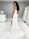 Ruched Trumpet Mermaid Spaghetti Straps Wedding Dress