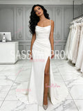 Ruched Trumpet Mermaid Spaghetti Straps Wedding Dress