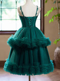 Ruffles Tulle Green A-Line Sweetheart Short Homecoming Dress