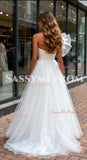 A Line Bow Chiffon One Shoulder Wedding Dress