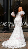 Puffy Sleeve Sweetheart Lace Trumpet Mermaid Wedding Dress