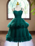 Ruffles Tulle Green A-Line Sweetheart Short Homecoming Dress