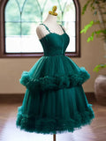 Ruffles Tulle Green A-Line Sweetheart Short Homecoming Dress