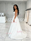 A Line Sweetheart Satin Sheer Sleeveless Wedding Dress