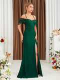 Dark Green Sequin Sheath Prom Dress With Slit