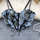 Chain Straps Vintage Vibe Floral Corset Top