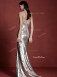 Sequin Trumpet Mermaid Silver Sweetheart Flower Prom Dress