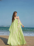 Floral Elegant Lime Green Maxi Dress