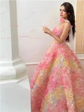 Colorful Flowers A Line PinkSweetheart Prom Dress