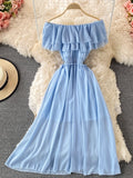 Beautiful Light Blue Ruffled Maxi Dress