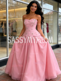 Beading A Line Sweetheart Satin Green Prom Dress