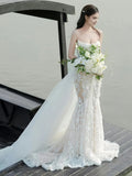 Flower Trumpet Mermaid Lace Sweetheart Wedding Dress