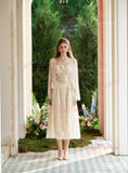 Spaghetti Straps Ankle Length Ivory Lace Prom Dress