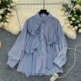 Playful Bow Accents Long-Sleeve Shirt