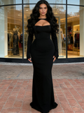 Trumpet Mermaid Spandex Black Keyhole Prom Dress