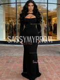 Trumpet Mermaid Spandex Black Keyhole Prom Dress