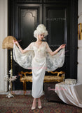 Sheath Column Sweetheart White Lace Flower Wedding Dress With Shawl