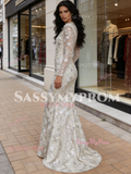 Silver Long Sleeve Trumpet Mermaid Scoop Prom Dress