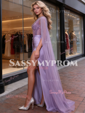 Purple Trumpet Mermaid Sequin One Shoulder Beading Prom Dress