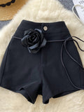 Stylish Rose Black Shorts