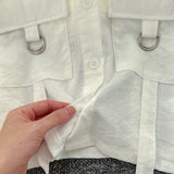 Unique Ring Pull Pockets White Shirt