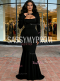 Trumpet Mermaid Spandex Black Keyhole Prom Dress