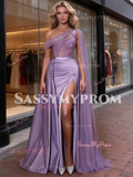 Purple Trumpet Mermaid Sequin One Shoulder Beading Prom Dress