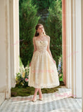 Spaghetti Straps Ankle Length Ivory Lace Prom Dress