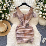 Ruching Stretch Nude-Toned Dress