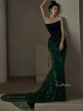 Velevt Sequin Dark Green Trumpet Mermaid Prom Dress