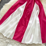 Eye catching Pink White Stripes Halter Dress