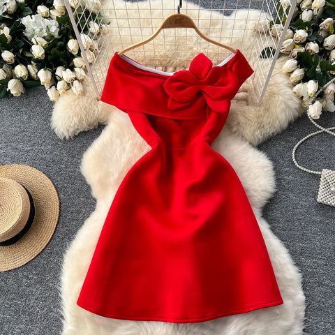 Large Bow Flattering Fit Pink Off-Shoulder Dress – Sassymyprom Large Bow Flattering Fit Pink Off-Shoulder Dress – Sassymyprom