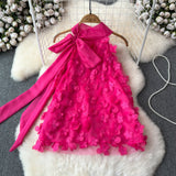 Adorable Floral Appliques Elegant Pink Dress