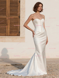 Corset Satin Trumpet Mermaid Swettheart Wedding Dress