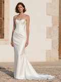 Corset Satin Trumpet Mermaid Swettheart Wedding Dress