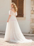 Tulle Appliques Off The Shoulder Plus Size Wedding Dress